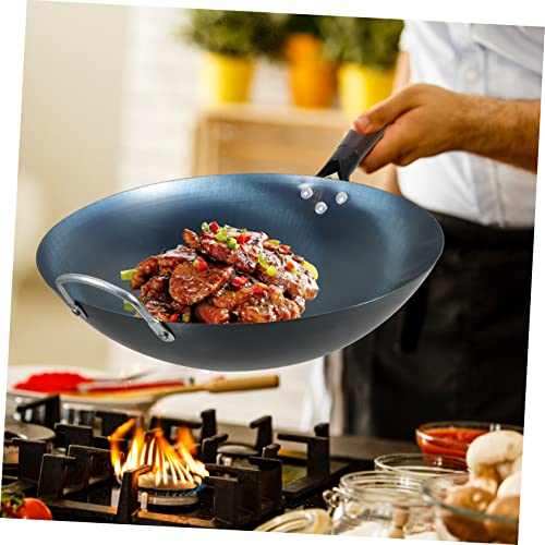 Wok de hierro tradicional con mango de madera miniatura 7