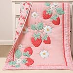 The Peanutshell Strawberry Sweet 3-Piece Baby Girl Crib Bedding Set – Pink Nursery Bedding, Crib Comforter & Decor for Newborns and Toddlers