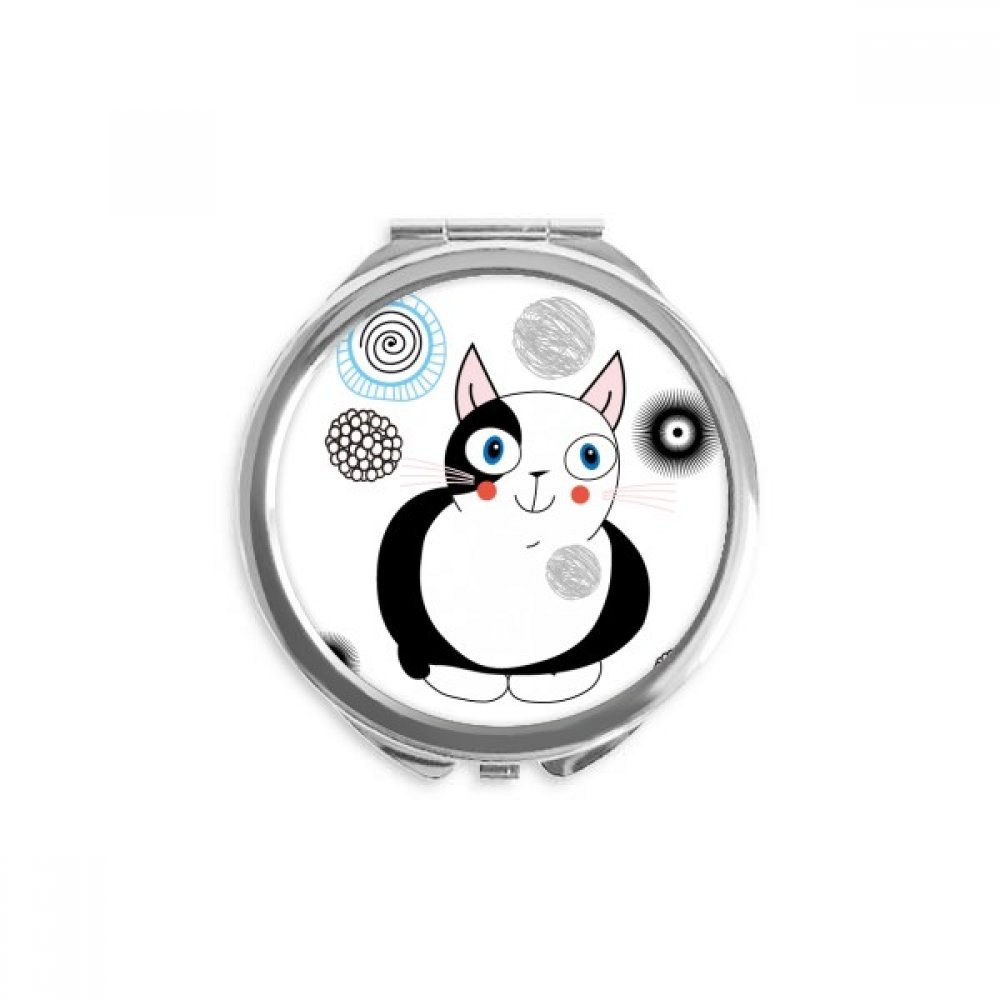 Miroir rond maquillage chat multicolore compact mignon de poche portable