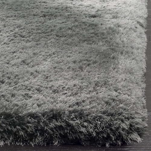 Image of Ultra Soft Grey Microfiber Shaggy Floor Carpet 10x10 Feet, Round Handmade with Thick Plush Fabric, Non Slip Base, Perfect for Modern Living Rooms, Bedrooms and Hall Spaces