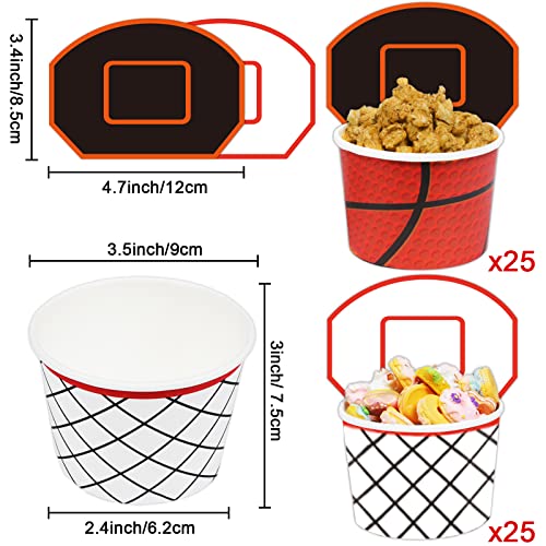 Image of gisgfim Basketball Party Hoop Snack Bowls Supplies for 50 Guests Disposable 9 oz Basketball Theme Chili Serving Snack Bowls Paper Treat Cups for Sports Events Food Birthday Party