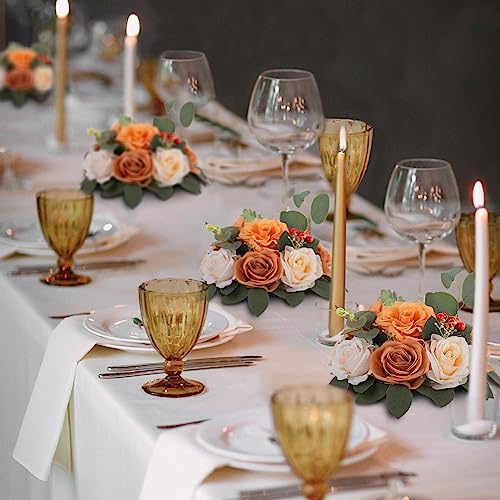 BLOSMON Artificial Flowers Ball Wedding Centerpieces 2 Pcs Terracotta Rose Artificial Flower Center Pieces Decoration for Table Silk Kissing Ball Faux Floral Arrangements for Home Party DIY Decor - Image 2