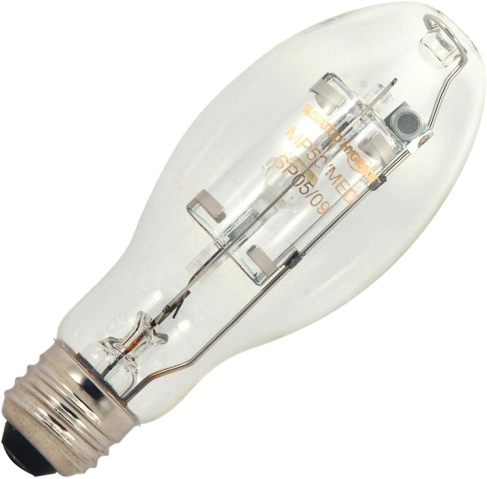 Satco S5860 Medium Base Metal Halide HID Light Bulb 150 Watts, 14000 Lumens, ED17 Shape, 4000 CCT (Kelvin), 10000 Average Rated Hours, Clear Finish