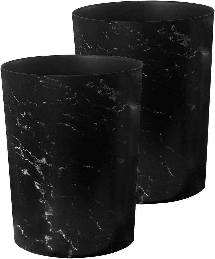 Feisco Small Trash Can for Bathroom, 2 Gallon Trash Can Trash Bin Wastebasket Garbage Can for Kitchen,Bathroom Office, Bedroom,Dorms,Laundry Room (Black, 2 Pack)