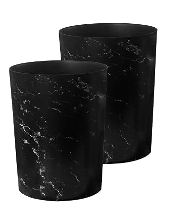 Feisco Small Trash Can for Bathroom, 2 Gallon Trash Can Trash Bin Wastebasket Garbage Can for Kitchen,Bathroom Office, Bedroom,Dorms,Laundry Room Black, 2 Pack