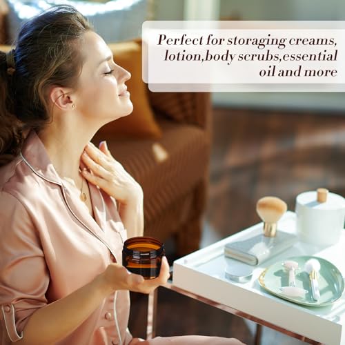 Image of Tanlade 100 Pcs 4 oz Amber Plastic Cosmetic Jars with Lids | Empty Leak Proof Container, Refillable Cosmetic Jars Airtight for Cream, Lotion, Powder, Ointment, Travel Storage