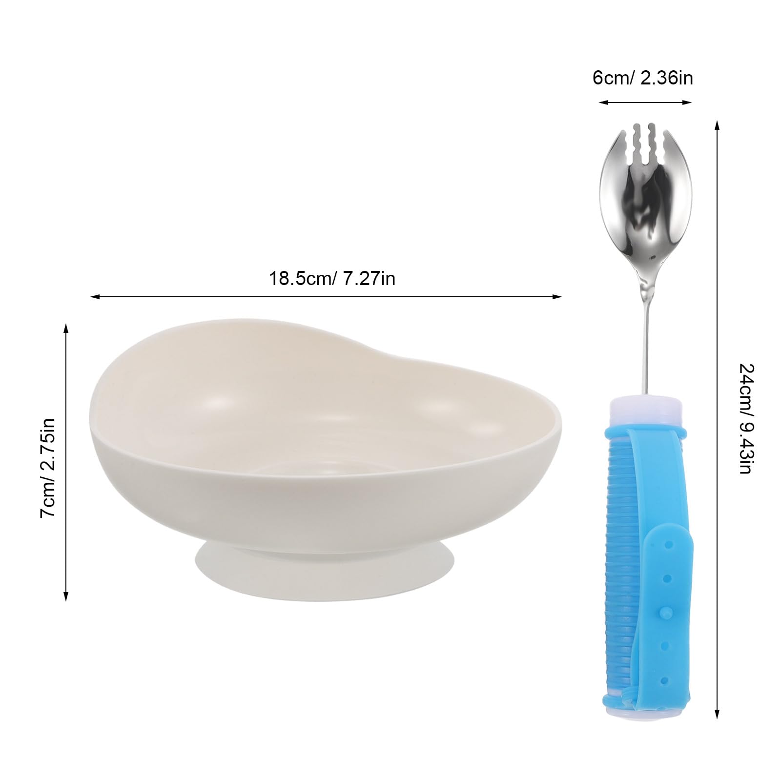 Juego de Cubiertos de Alimentación Adaptable y Flexible, 1 Set | Plástico y Silicona, Fácil de Limpiar, para Hospitales y Hogar, Apto para Diestros y Zurdos