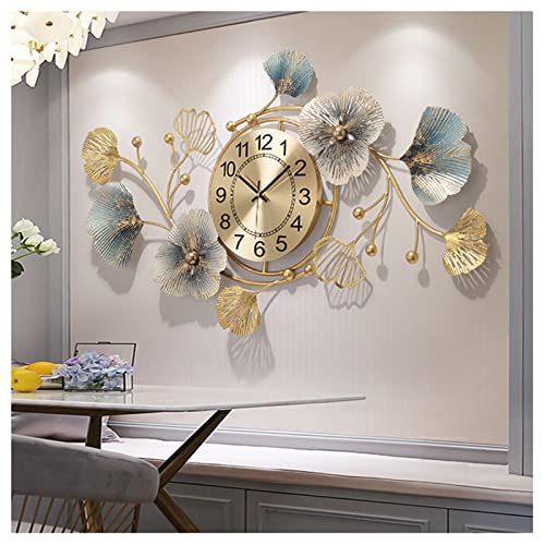Horloge murale ginkgo en fer forgé 83x48 cm pour la décoration du salon