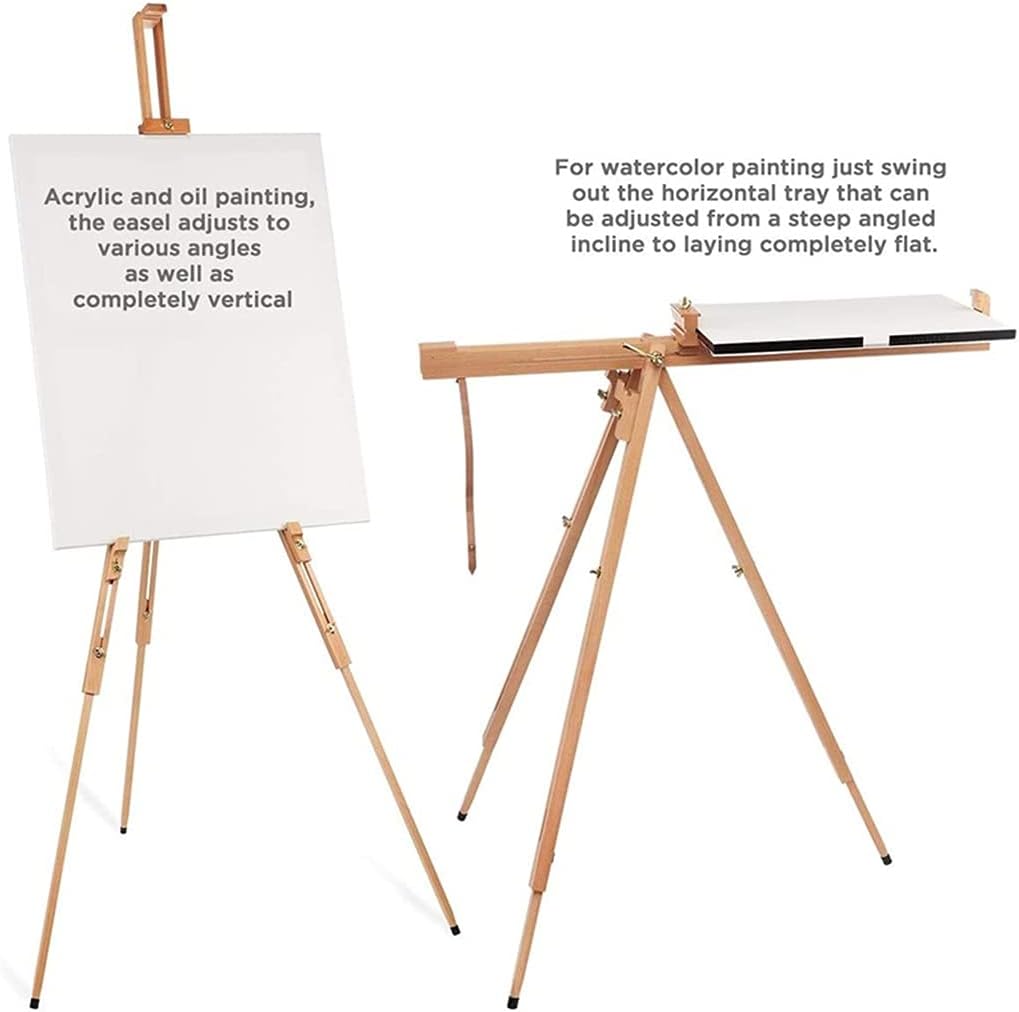 HBJWOV Adjustable Easel Stand Solid Wood Portable Telescopic Tripod Field Painting Easel Drawing Canvas Sketchbook