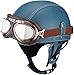 Casco Moto Retrò, Caschi Omologati ECE Con Visiera UV Occhiali Casco Moto Casco Mezzo In Pelle Stile Vintage Per Scooter Bici Cruiser Chopper G,L