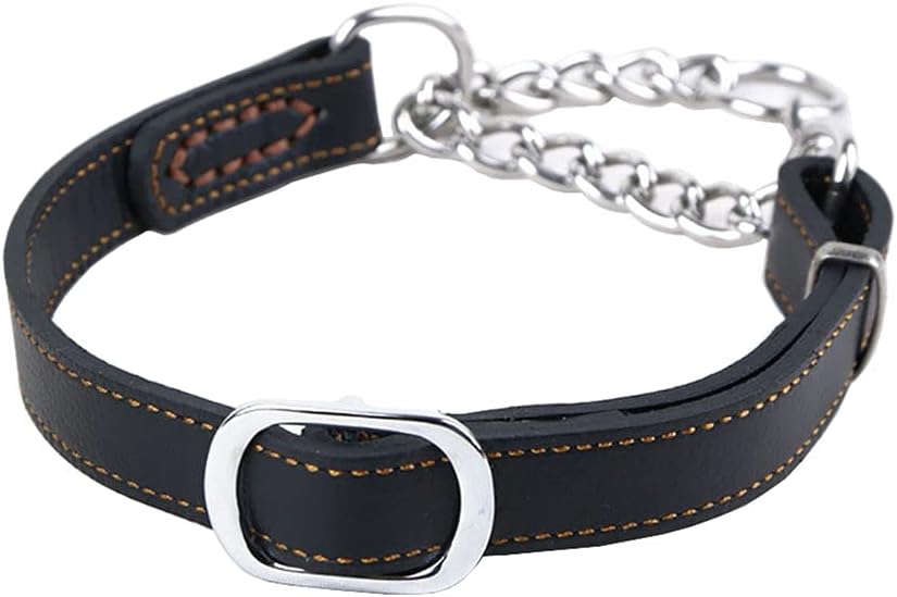 Love Dream Martingale Collars for Dogs, Leather Training Dog Collar, Stainless Steel Chain Anti-Escape No Pull Dog Collar for Medium…