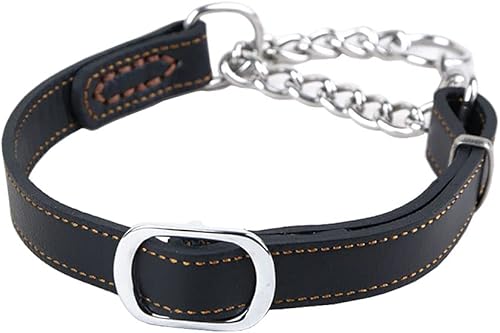 Love Dream Martingale - Collar de entrenamiento de cuero para perros, cadena de acero inoxidable antiescape, sin tirones, para perros medianos y