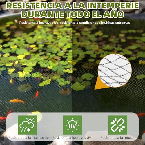 Red de protección para estanques contra aves con tejido antorayos UV 8