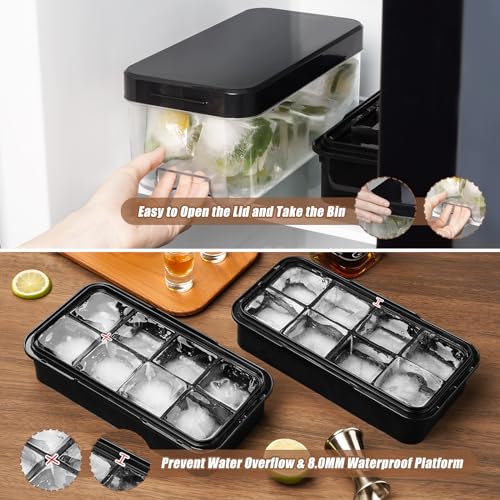 image for PHINOX Large Ice Cube Tray with Lid and Bin, Ice Trays for Freezer, 2 