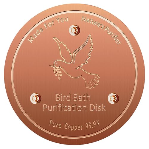 Bird Bath Copper Disk, 99.9% Pure Copper disk for bird bath, 0.6mm,Triple-Point Support for Physical Safe Clean Water, Universal Fit for Outdoor Birdbaths, Waterfall Fountain, Year-Round Use (1 Pcs)