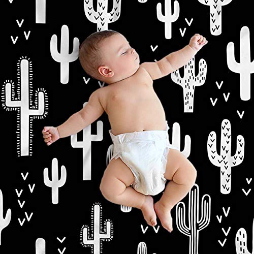 Mugod Western Cactus Throw Blanket Black And White Seamless Repeat Fun Western Cactus Decorative Soft Warm Cozy Flannel Plush Throws Blankets For Baby Toddler Dog Cat 30 X 40 Inch #TOP2