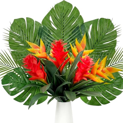 Hotop 12 Pcs Artificial Tropical Bouquet Artificial Tropical Flowers Centerpieces