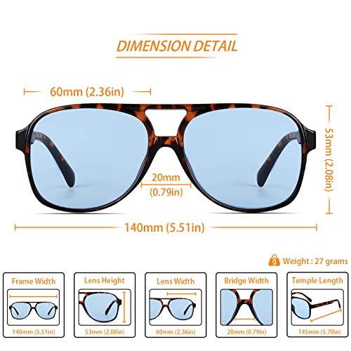 Image of Freckles Mark Vintage Retro 70s Sunglasses for Women Men Classic Large Square Aviator Trendy Glasses