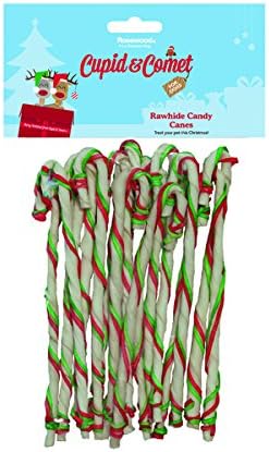 Rosewood Cupid and Comet Rawhide Candy Canes Bumper Pack for Dogs, 8-Inch