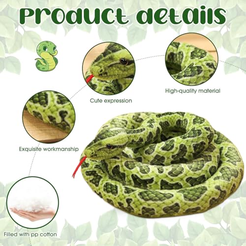 Serpent en peluche pour Halloween de 200 cm idéal pour faire des farces - 3