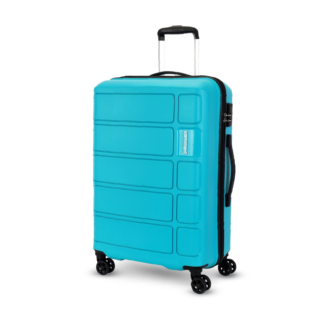 Kamiliant by American Tourister Medium Harrier Edge 8W 68 Cms Check-in (PP) Hard Sided 8 Wheels Spinner Luggage/Suitcase/Trolley Bag (Coral Blue) (Double Wheel)