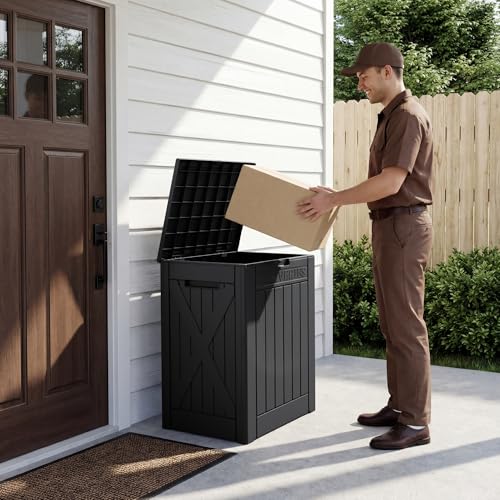 Image of Greesum 52 Gallon Extra Large Deck Box with Lock, Dark Black