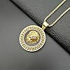 Hiphop Rock Lion Head Pendant With Chain Male Gold Color Stainless Steel Round Necklaces Pendant For Men Fashion Jewelry #3