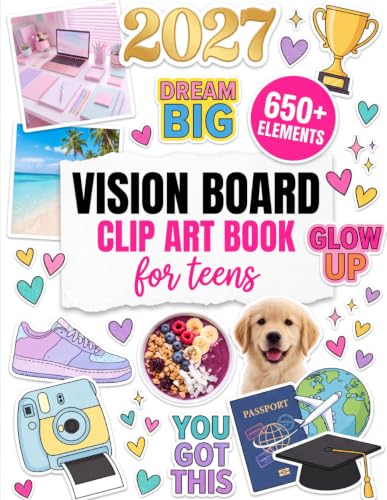 2027 Vision Board Clip Art Book for Teens: 650+ Aesthetic Pictures, Words, Quotes & Affirmations to Cut Out | Magazine-Style Manifestation Supplies ... Boys to Dream, Plan & Create Their Dream 2027 image 2