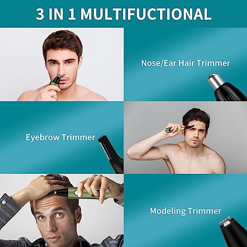 iMoebel Nasenhaartrimmer 3 in 1 mit LED-Anzeige, Nasenhaarschneider Ohrhaarschneider Wiederaufladbar...