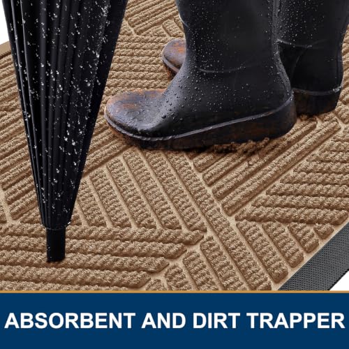 Image of Smiry Front Door Mat Outside Entrance, Low Profile Rubber Doormat, 47x17