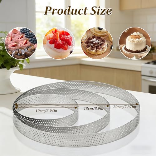 Juego de 3 anillos perforados de acero inoxidable de 0,8 mm para tartas 3