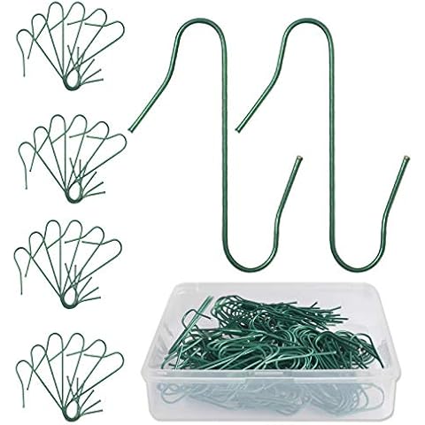 150 Ball Hangers S Hooks in Green, S Hooks Small Quick Hanger for Christmas Tree Decoration, Double Hooks for Christmas Tree, Perfect for Christmas Bauble Decorative Pendants, Box Reusable Cover