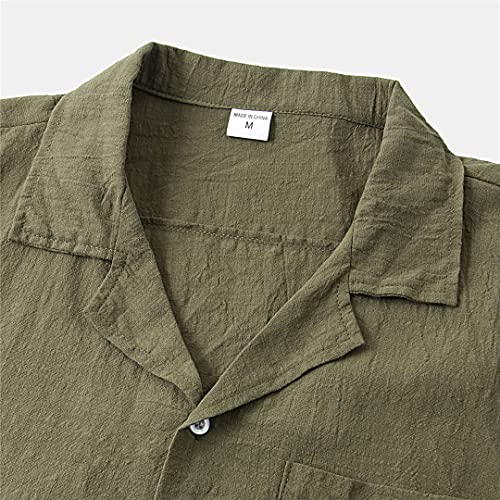 Chemise homme manches courtes casual bleu marine en coton et lin taille XXL ajustée - 4