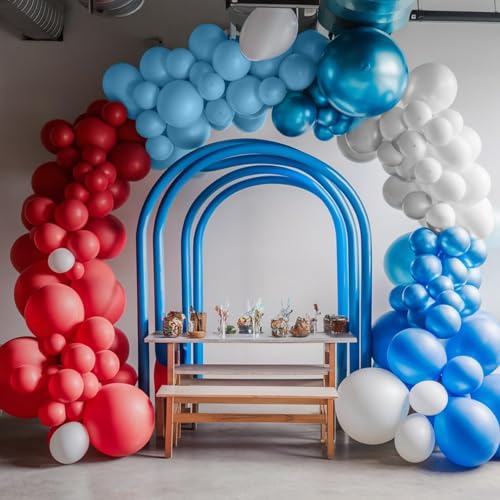 Image of Red Blue White Balloon Set,12 Inchs Red White Blue Balloons, Blue and Red Party Balloons for Boys Kids Birthday Shower Graduation Party Decorations