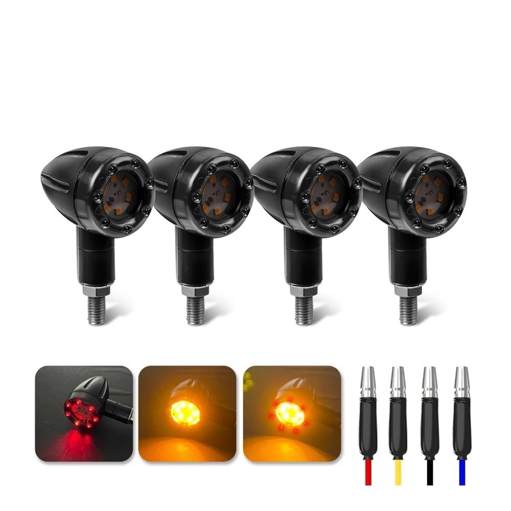 ZHANGTONG Intermitentes para Moto, 4 Uds Motocicleta Bicicleta ámbar Rojo señal de Giro luz de Freno luz Intermitente Bombillas indicadoras 12V
