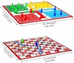 Ankit Toys & Games Jeu de société 2-en-1 Ludo & Serpents et Échelles – Grand plateau pliant double face de 38 x 38 cm, jeu classique pour 4 joueurs, famille, enfants et adultes 6+, ensemble de jeu intérieur (Jaune)