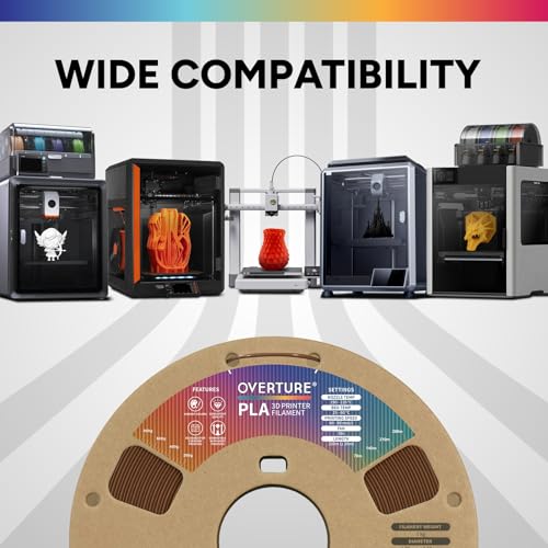 OVERTURE Filament PLA 1.75mm Aufgerüstet, 3D Drucker PLA Filament 1kg Spule (2.2 LBS), Maßgenauigkeit +/- 0.02mm, (Schokolade) – Bild 6