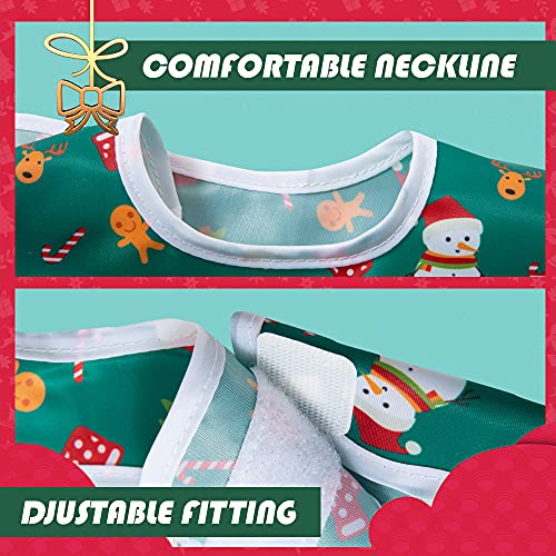 Little Dimsum Christmas Feeding Baby Bibs Waterproof Drool Christmas Bib Coverall 2 PCS Set Adjustable Closure for Babies Toddlers with Large Pocket (6-36 Months)2