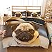 Pojedynczy zestaw poszewek na kołdrę morelowy mops 110 g/m2 pościel z mikrofibry + 1 poszewka na poduszkę 45 cm x 75 cm, odpowiednia dla dorosłych i dzieci zestawy poszewek na kołdrę