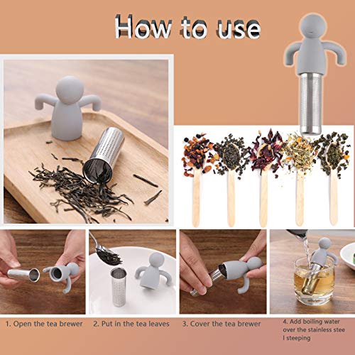 Olamtai Tea Infusers for loose tea, loose tea steeper, Cute Ultra Fine Mesh Tea Strainer Stainless Steel Tea Filter Tea Lover Supplies for Teacups Teapots, Gray