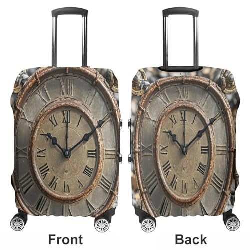 Rusty Steampunk Clock Travel Luggage Cover Washable Anti-scratch Suitcase Protector Dustproof Protective Cover Case for Wheeled Luggage Fits 19-32 Inch Luggage3