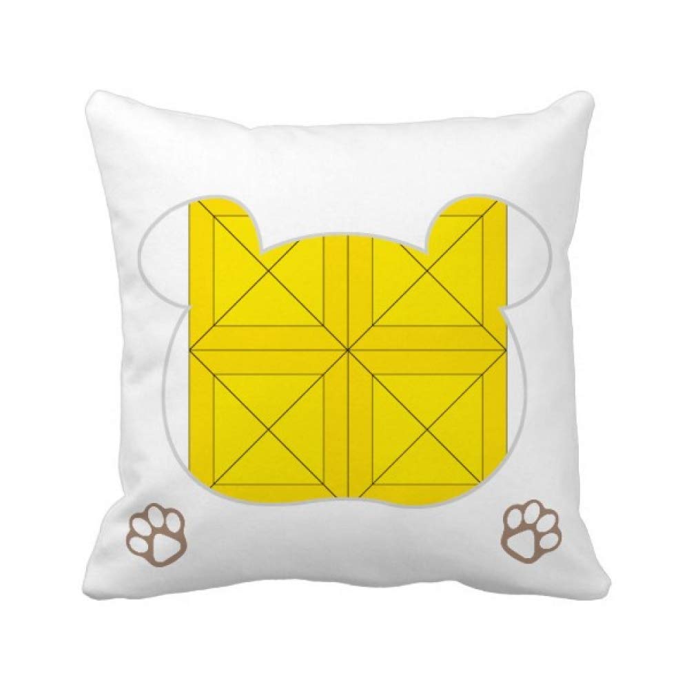 Housse de coussin jaune motif ours en textile durable et fermeture invisible