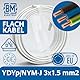 BM Electric Stromkabel YDYp NYM 3x1,5 – Flachkabel für Fensterdurchführung | Flachbandkabel 3x1,5 für Elektroinstallation | 300/500V