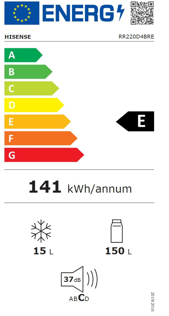 Hisense RR220D4BRE - Frigorífico Una Puerta, Congelador Freeze Zone, 165 L de capacidad, 128 cm alto, Class E, Botellero, Cycle Defrost (Cíclico), Cajón Frutas Y Verduras, Color Rojo