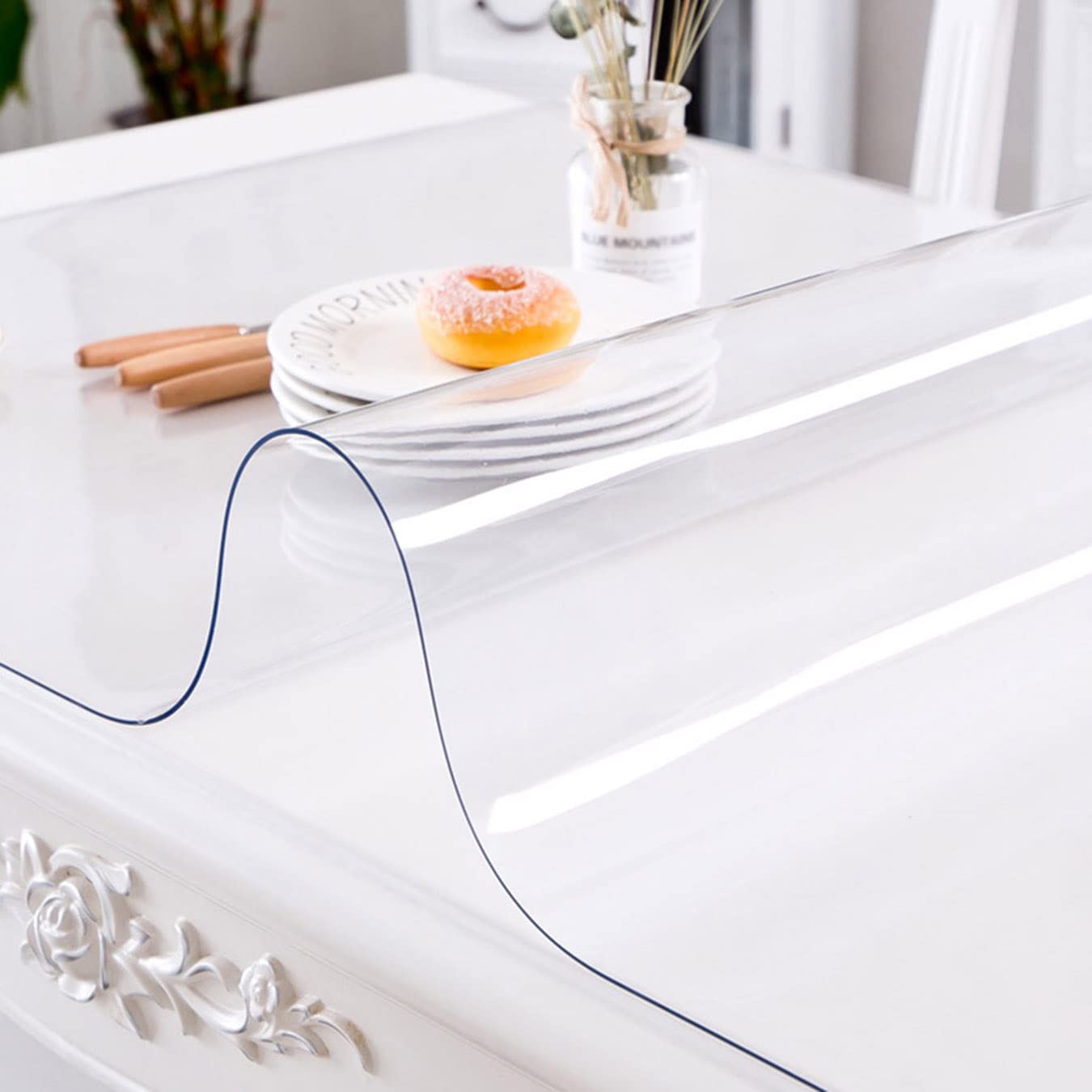 Tovaglia in PVC trasparente Pellicola protettiva per mobili Impermeabile e facile da pulire Spessore 1.5mm 100 * 160cm