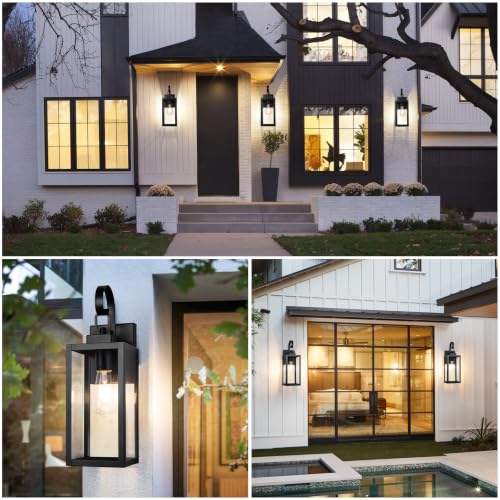 Image of BesLowe 16.5 inch Large Outdoor Wall Light Fixture, Modern Porch Sconce, Black