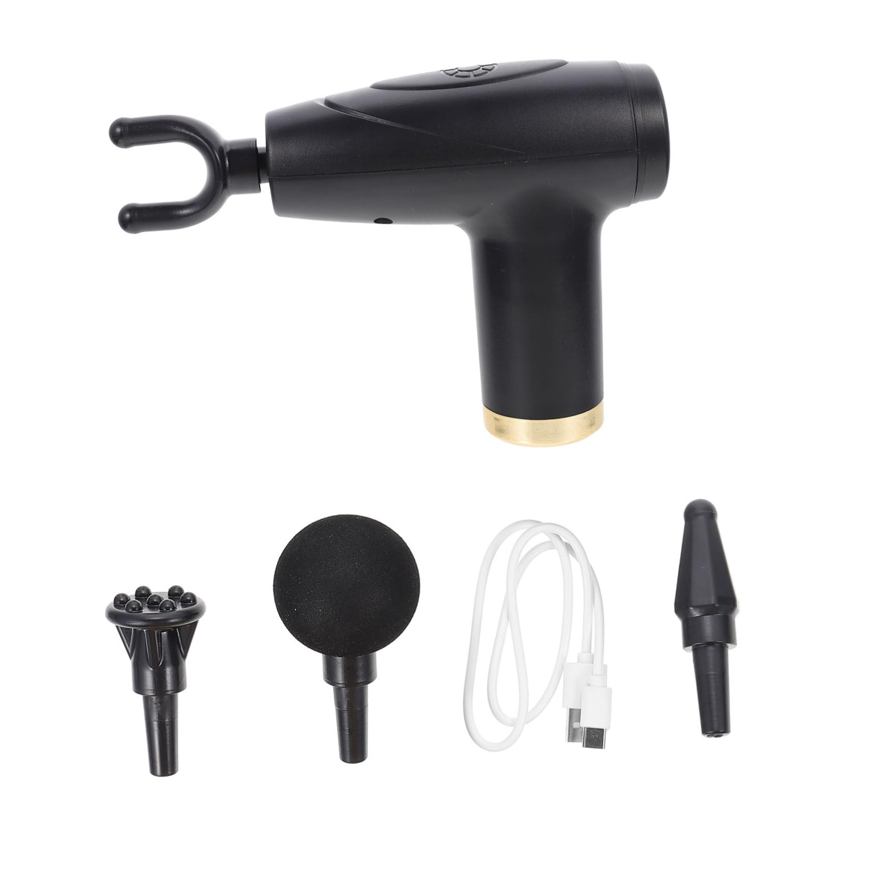 Masajeador de Percusión, Masajeador de Tejido Profundo, 4 Cabezales, 6 Velocidades Ajustables, Alivia el Muscular, Adecuado para Viaje y Uso Hogar