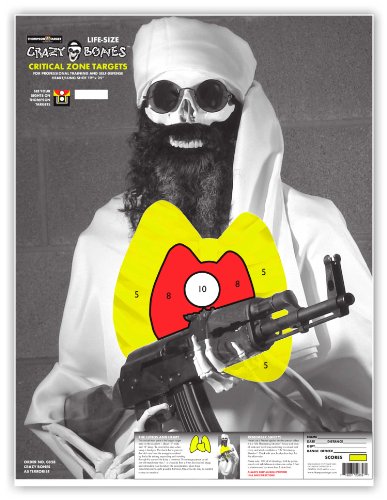 Crazy Bones Terrorist Situational - Paper Gun Range Shooting Targets 19x25 Inch (5 Pack)