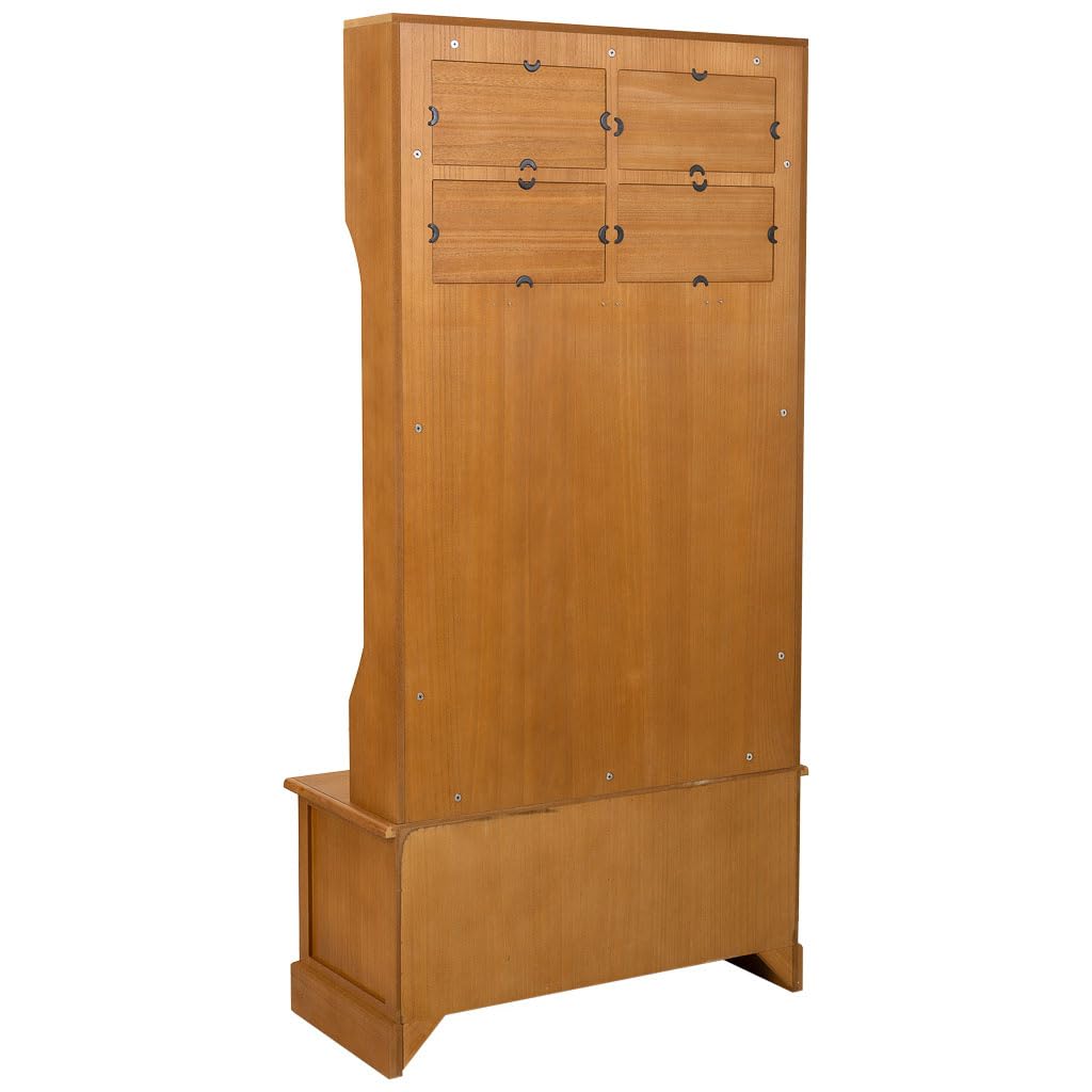WANDERLUST DECO Recibidor perchero de Madera con banqueta Marron 92x39,5x184