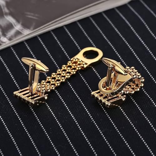 Gemelos de acero para bodas y eventos con diseño cuadrado hueco masculino 5
